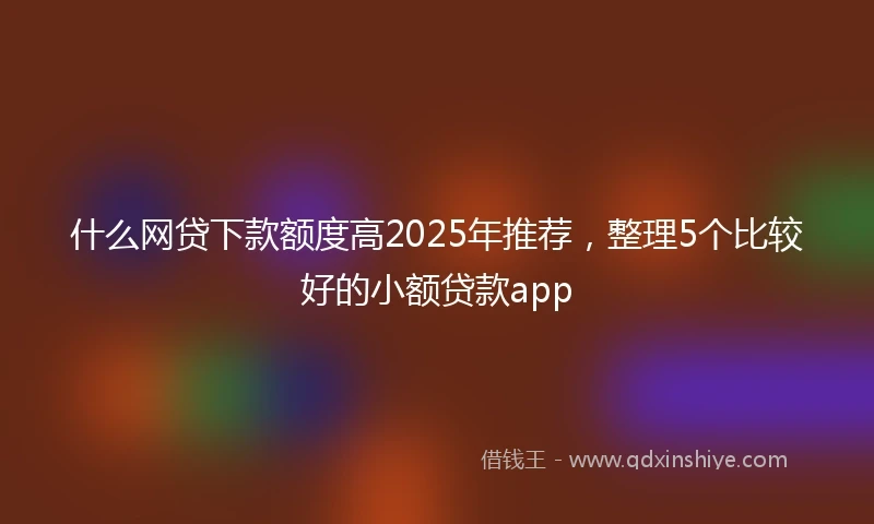 什么网贷下款额度高2025年推荐，整理5个比较好的小额贷款app