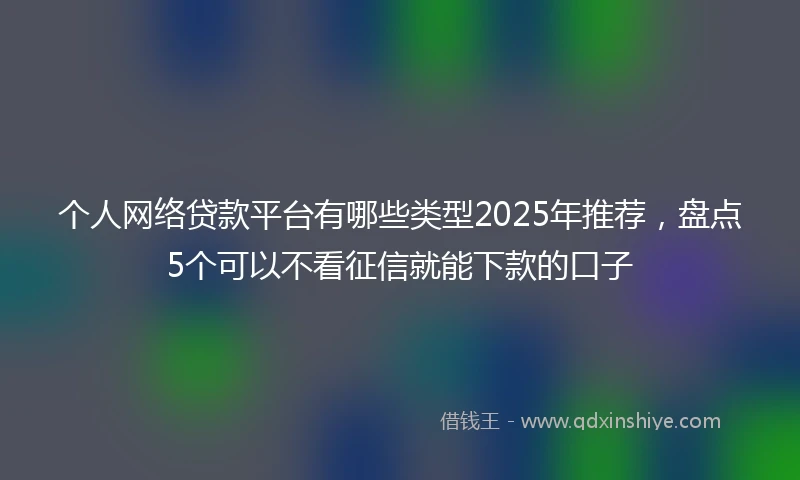 个人网络贷款平台有哪些类型2025年推荐，盘点5个可以不看征信就能下款的口子