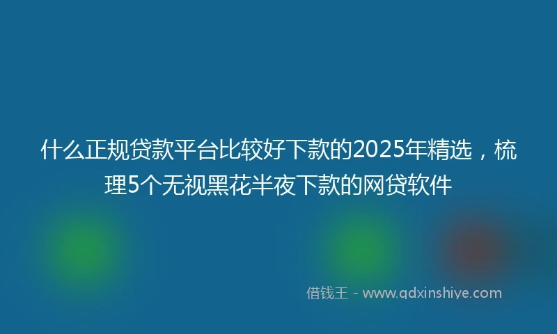 什么正规贷款平台比较好下款的2025年精选，梳理5个无视黑花半夜下款的网贷软件