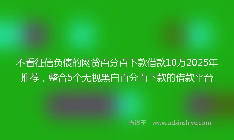 不看征信负债的网贷百分百下款借款10万2025年推荐,整合5个无视黑白百分百下款的借款平台