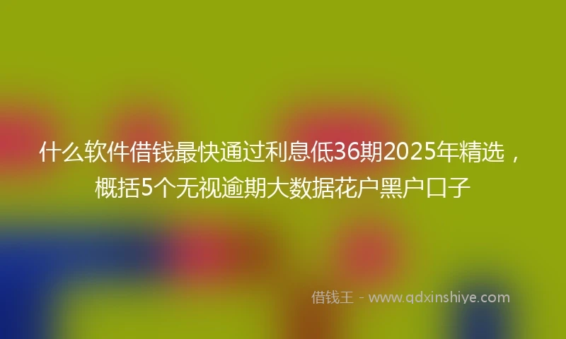 什么软件借钱最快通过利息低36期2025年精选，概括5个无视逾期大数据花户黑户口子