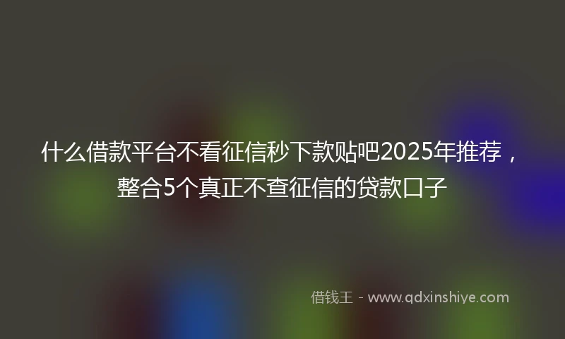 什么借款平台不看征信秒下款贴吧2025年推荐，整合5个真正不查征信的贷款口子