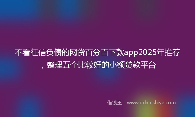 不看征信负债的网贷百分百下款app2025年推荐，整理五个比较好的小额贷款平台
