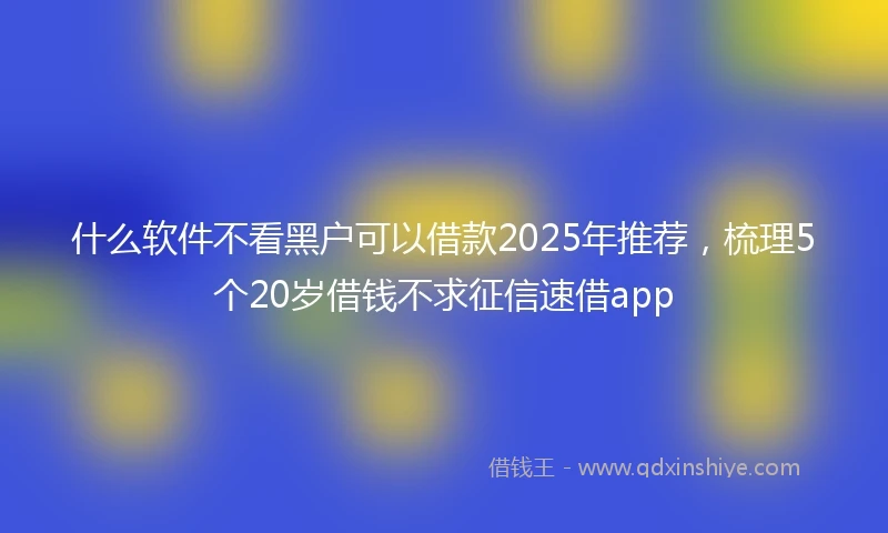什么软件不看黑户可以借款2025年推荐，梳理5个20岁借钱不求征信速借app