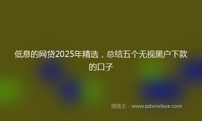 低息的网贷2025年精选，总结五个无视黑户下款的口子