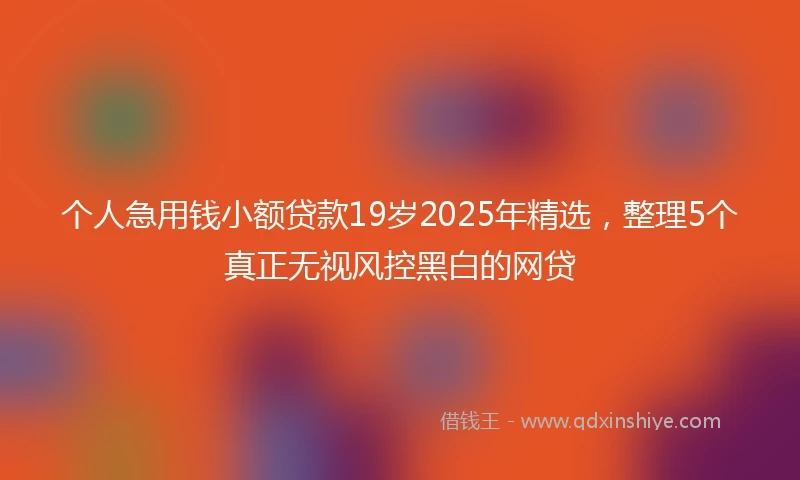 个人急用钱小额贷款19岁2025年精选，整理5个真正无视风控黑白的网贷