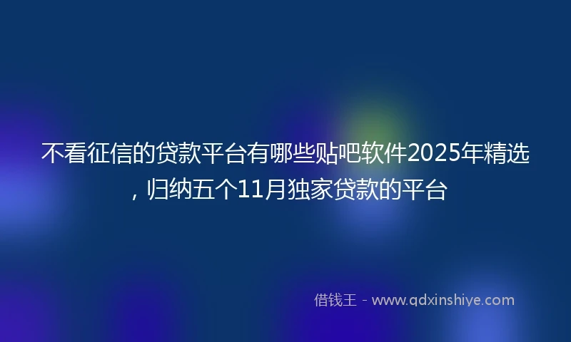 不看征信的贷款平台有哪些贴吧软件2025年精选，归纳五个11月独家贷款的平台