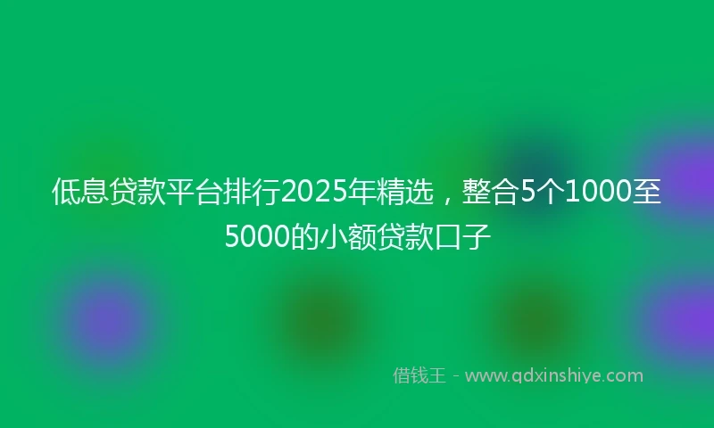 低息贷款平台排行2025年精选，整合5个1000至5000的小额贷款口子
