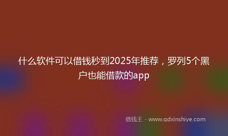 什么软件可以借钱秒到2025年推荐，罗列5个黑户也能借款的app