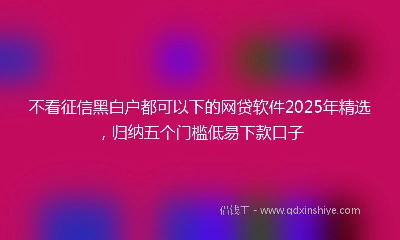 不看征信黑白户都可以下的网贷软件2025年精选，归纳五个门槛低易下款口子