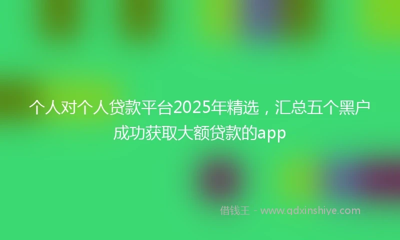 个人对个人贷款平台2025年精选，汇总五个黑户成功获取大额贷款的app