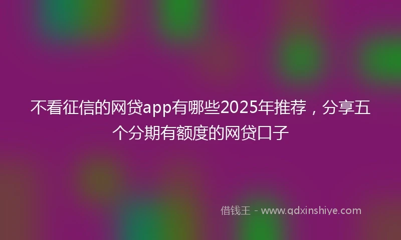不看征信的网贷app有哪些2025年推荐，分享五个分期有额度的网贷口子