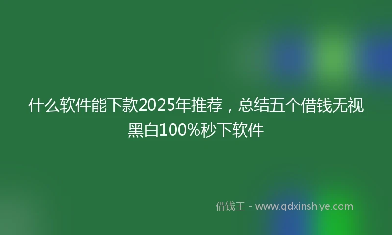什么软件能下款2025年推荐，总结五个借钱无视黑白100%秒下软件