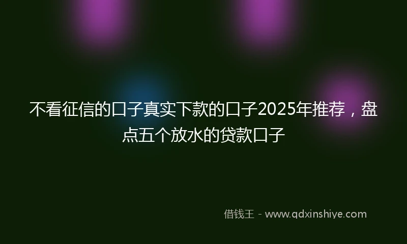 不看征信的口子真实下款的口子2025年推荐，盘点五个放水的贷款口子