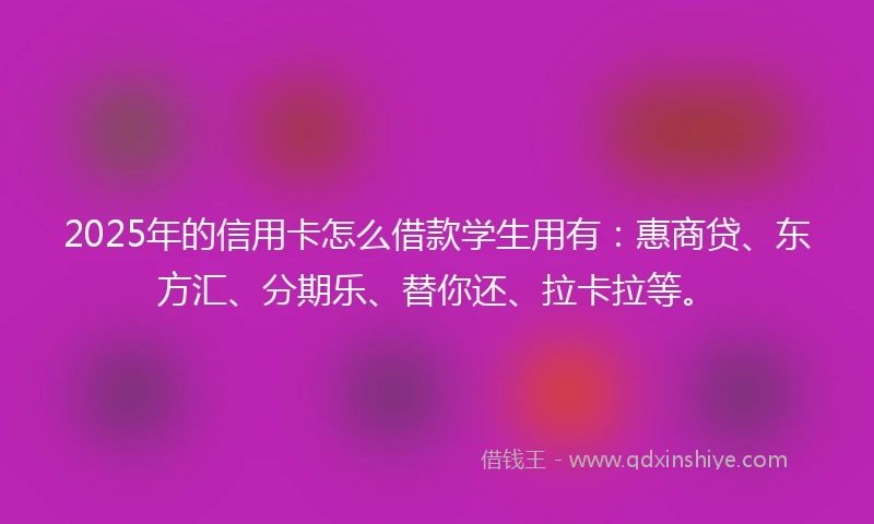 2025年的信用卡怎么借款学生用有：惠商贷、东方汇、分期乐、替你还、拉卡拉等。