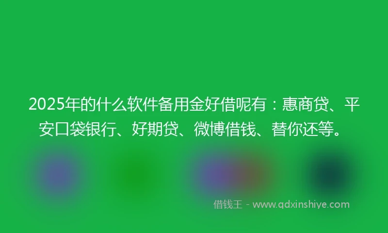 2025年的什么软件备用金好借呢有：惠商贷、平安口袋银行、好期贷、微博借钱、替你还等。