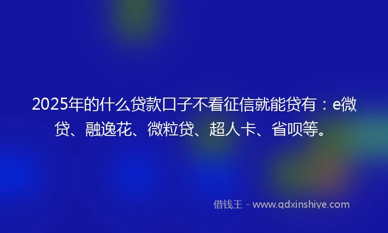 2025年的什么贷款口子不看征信就能贷有：e微贷、融逸花、微粒贷、超人卡、省呗等。