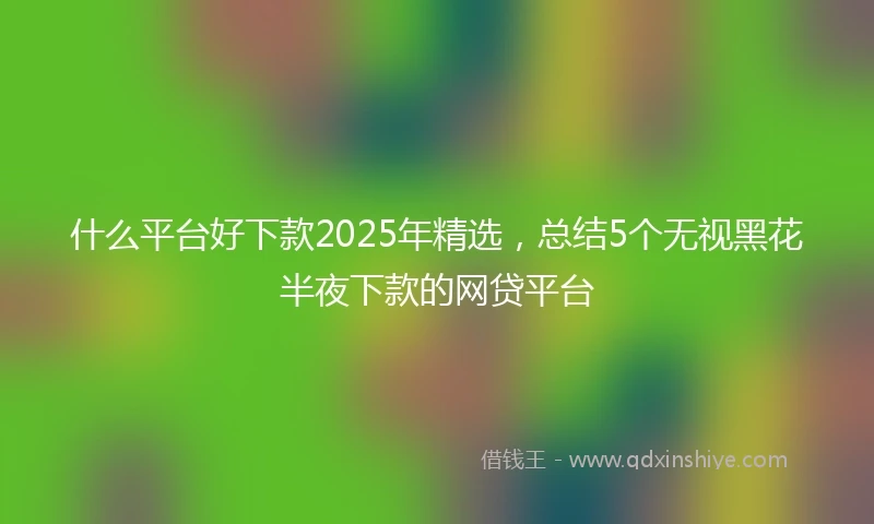 什么平台好下款2025年精选，总结5个无视黑花半夜下款的网贷平台