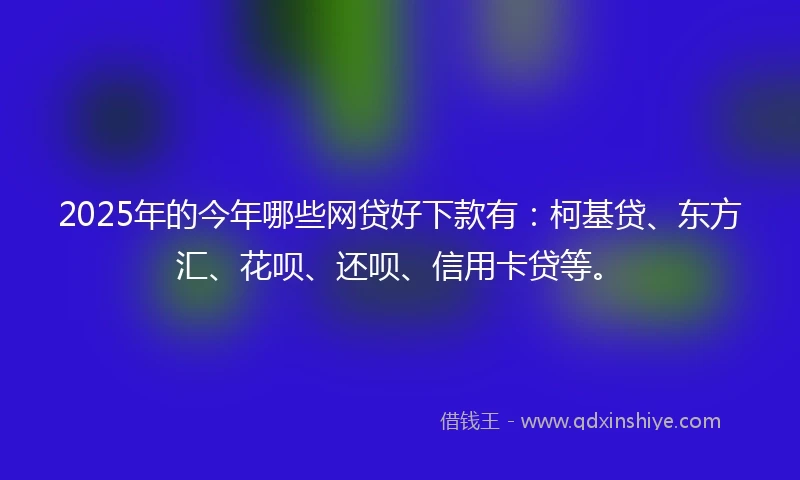 2025年的今年哪些网贷好下款有：柯基贷、东方汇、花呗、还呗、信用卡贷等。