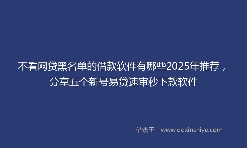 不看网贷黑名单的借款软件有哪些2025年推荐，分享五个新号易贷速审秒下款软件