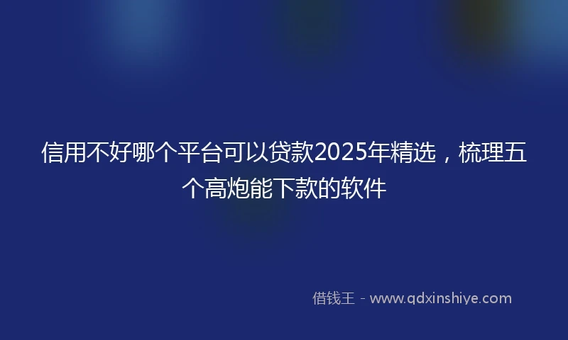 信用不好哪个平台可以贷款2025年精选，梳理五个高炮能下款的软件