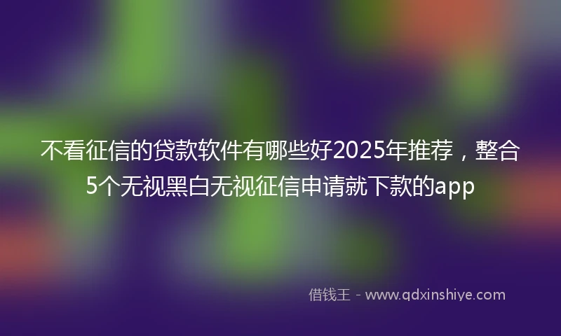 不看征信的贷款软件有哪些好2025年推荐，整合5个无视黑白无视征信申请就下款的app