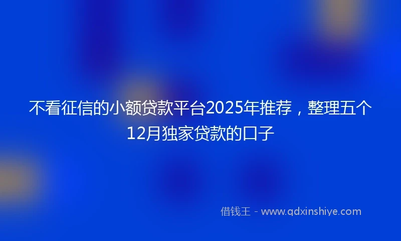 不看征信的小额贷款平台2025年推荐，整理五个12月独家贷款的口子