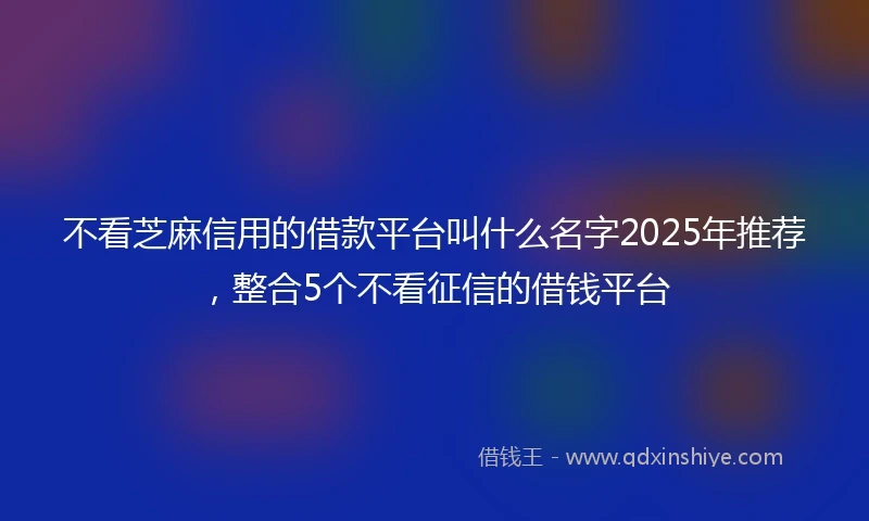 不看芝麻信用的借款平台叫什么名字2025年推荐，整合5个不看征信的借钱平台