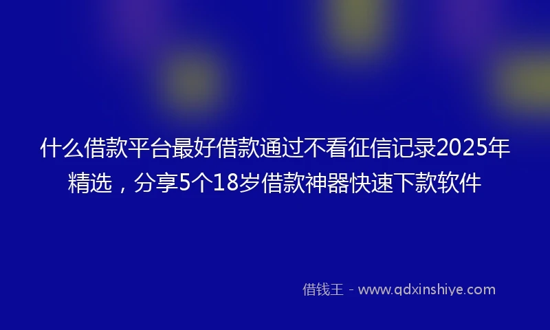 什么借款平台最好借款通过不看征信记录2025年精选，分享5个18岁借款神器快速下款软件