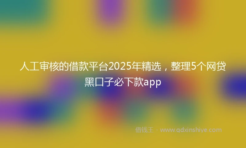 人工审核的借款平台2025年精选，整理5个网贷黑口子必下款app