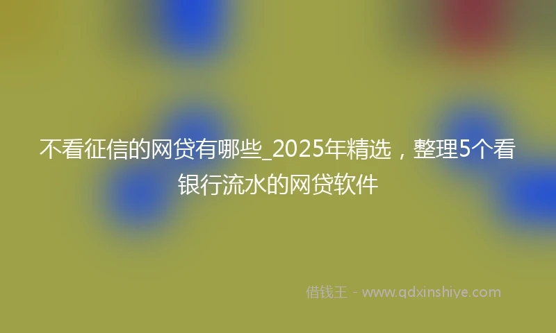不看征信的网贷有哪些_2025年精选，整理5个看银行流水的网贷软件