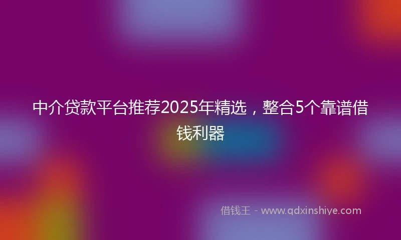 中介贷款平台推荐2025年精选，整合5个靠谱借钱利器