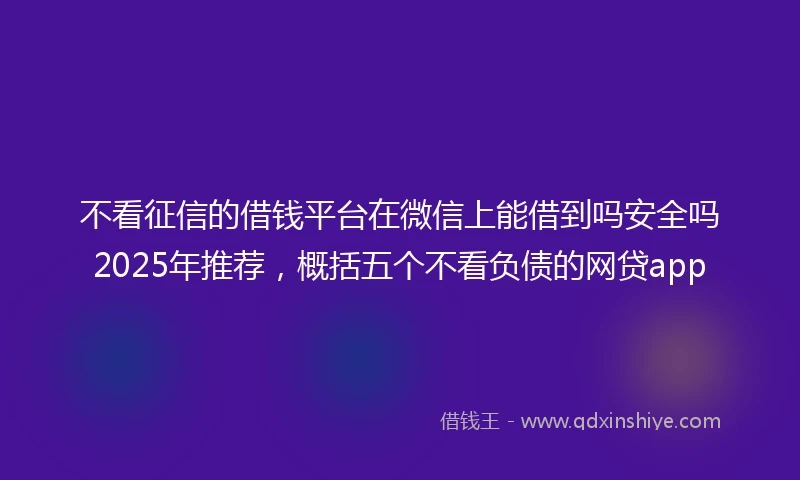 不看征信的借钱平台在微信上能借到吗安全吗2025年推荐，概括五个不看负债的网贷app