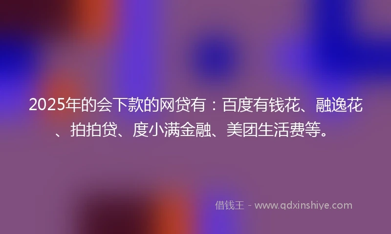 2025年的会下款的网贷有：百度有钱花、融逸花、拍拍贷、度小满金融、美团生活费等。