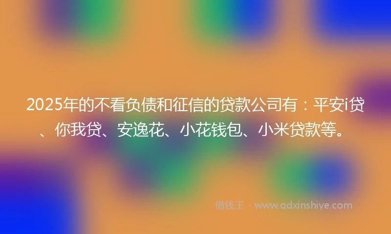 2025年的不看负债和征信的贷款公司有：平安i贷、你我贷、安逸花、小花钱包、小米贷款等。