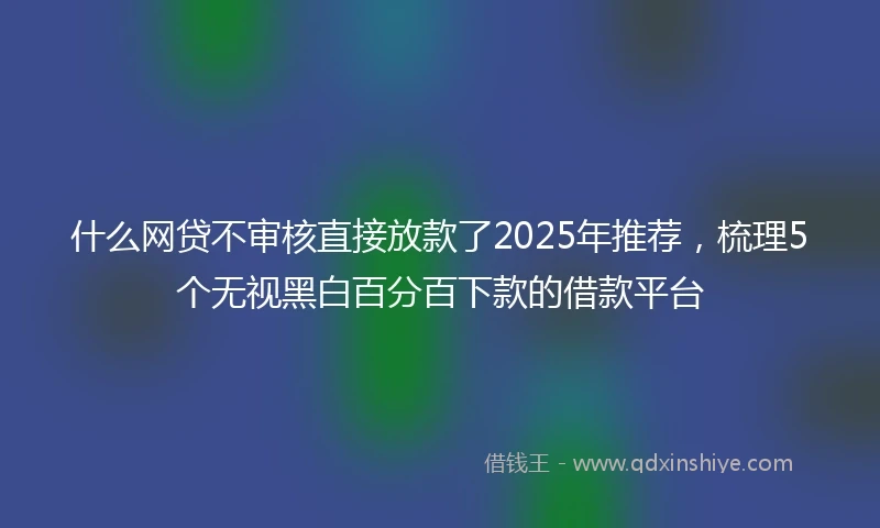 什么网贷不审核直接放款了2025年推荐，梳理5个无视黑白百分百下款的借款平台