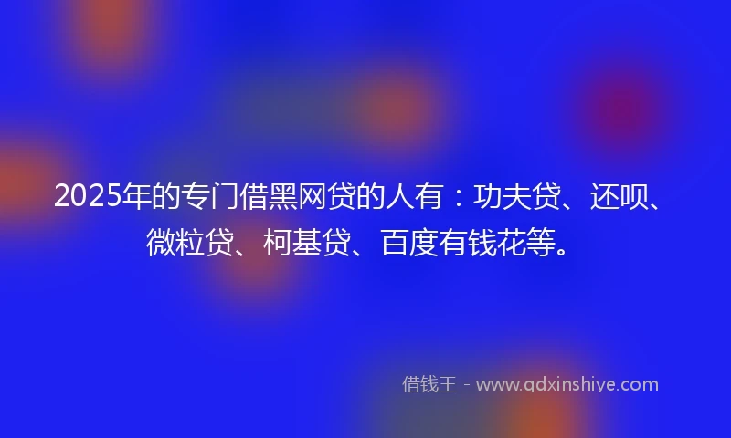 2025年的专门借黑网贷的人有：功夫贷、还呗、微粒贷、柯基贷、百度有钱花等。