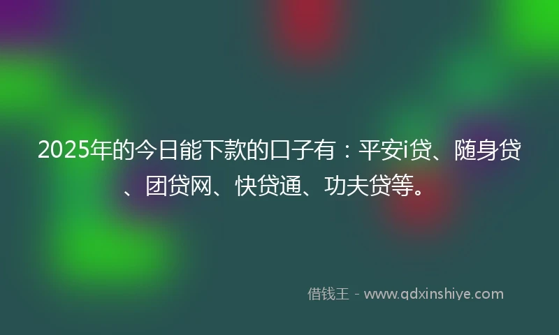 2025年的今日能下款的口子有：平安i贷、随身贷、团贷网、快贷通、功夫贷等。