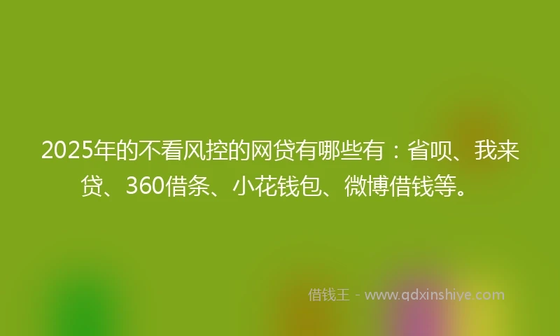 2025年的不看风控的网贷有哪些有：省呗、我来贷、360借条、小花钱包、微博借钱等。