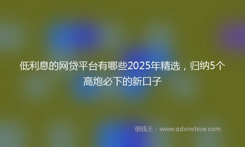 低利息的网贷平台有哪些2025年精选，归纳5个高炮必下的新口子