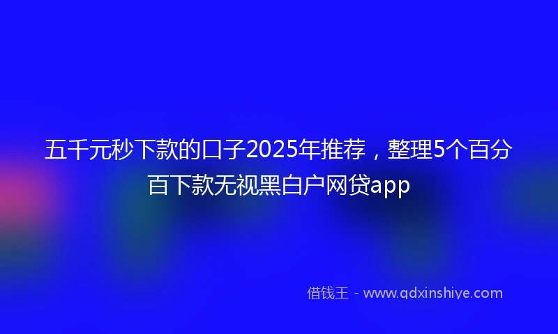 五千元秒下款的口子2025年推荐，整理5个百分百下款无视黑白户网贷app