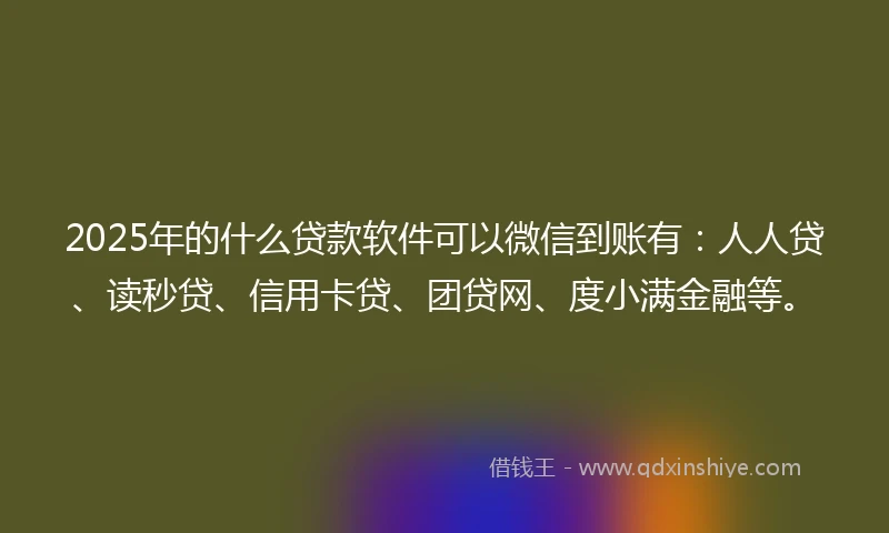 2025年的什么贷款软件可以微信到账有：人人贷、读秒贷、信用卡贷、团贷网、度小满金融等。