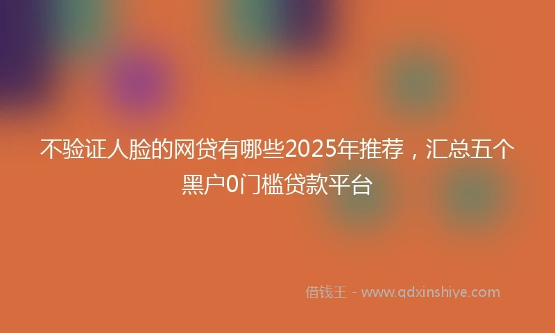 不验证人脸的网贷有哪些2025年推荐，汇总五个黑户0门槛贷款平台