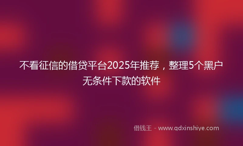 不看征信的借贷平台2025年推荐，整理5个黑户无条件下款的软件