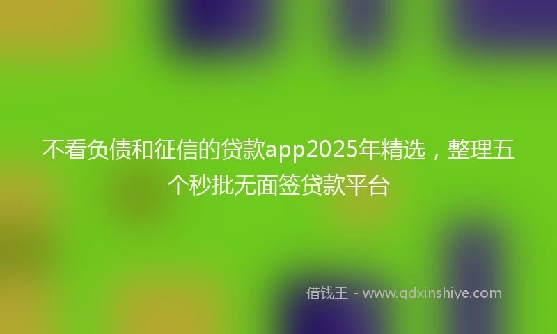 不看负债和征信的贷款app2025年精选，整理五个秒批无面签贷款平台