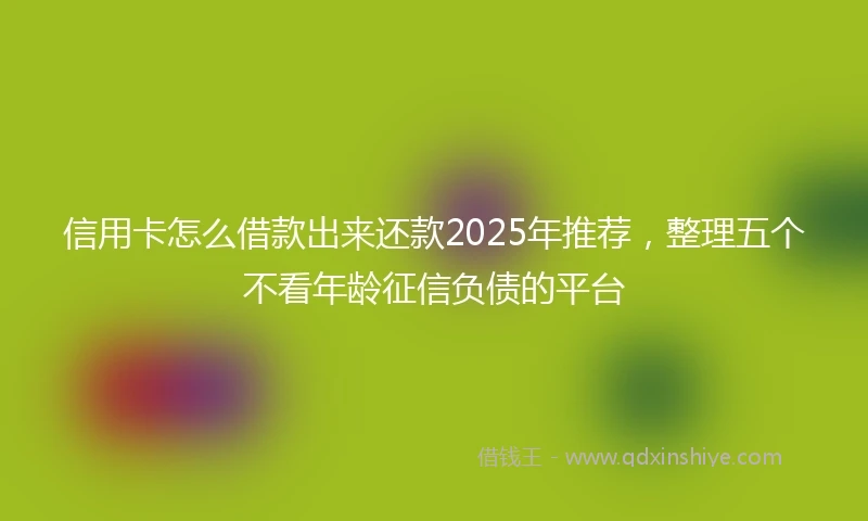 信用卡怎么借款出来还款2025年推荐，整理五个不看年龄征信负债的平台