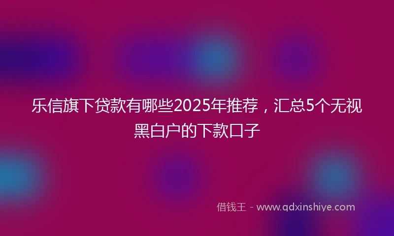 乐信旗下贷款有哪些2025年推荐，汇总5个无视黑白户的下款口子
