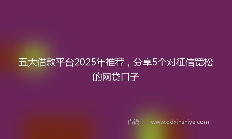 五大借款平台2025年推荐，分享5个对征信宽松的网贷口子