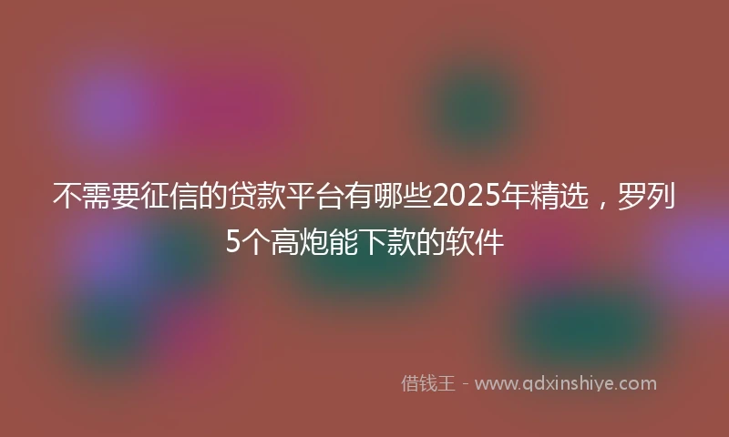 不需要征信的贷款平台有哪些2025年精选，罗列5个高炮能下款的软件