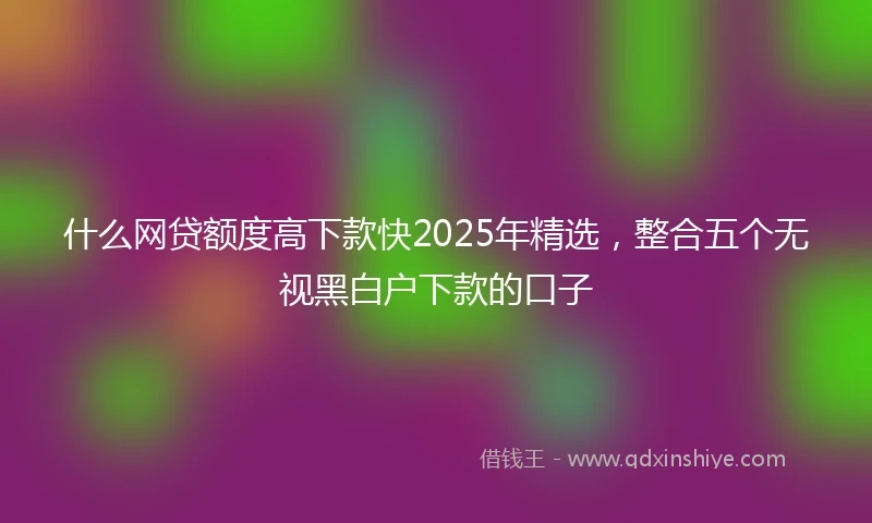 什么网贷额度高下款快2025年精选，整合五个无视黑白户下款的口子